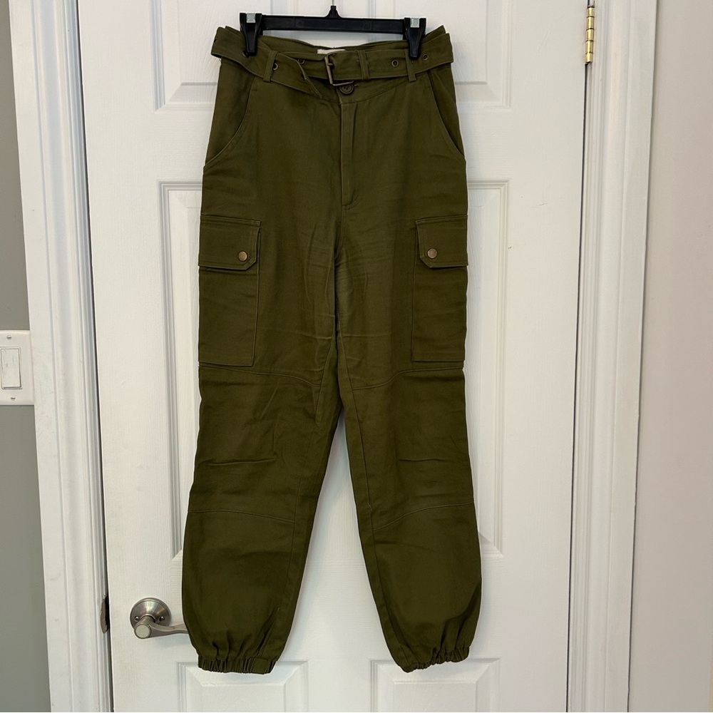 Hot & Delicious Khaki Cargo Pants with Elastic Cuffs